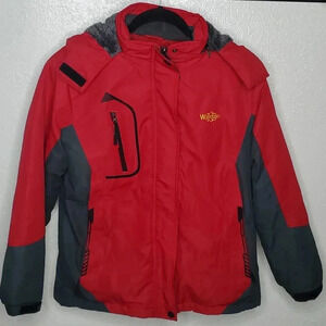 Wantdo Women's Red Hooded Winter Ski Jacket Size Small